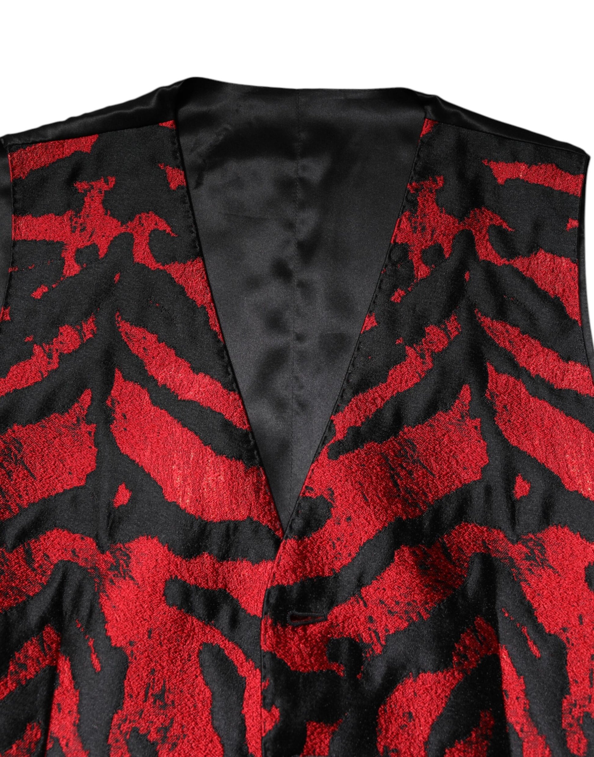 Rot Schwarz Streifen Kleid Formale Weste