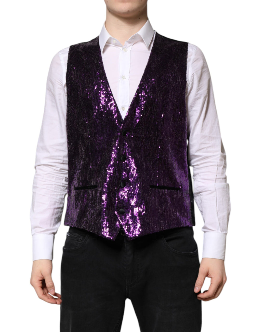 Lila Paillettenkleid Formale Weste
