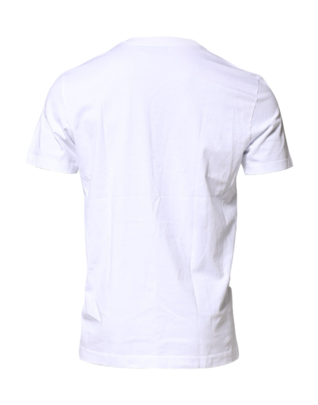 Dolce & Gabbana White Cotton Logo Patch Crew Neck T-shirt