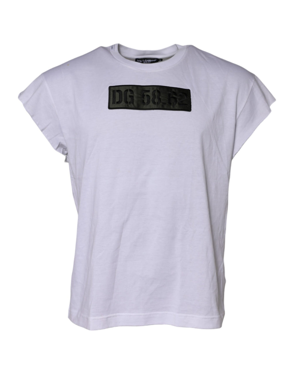 Dolce & Gabbana White Logo Embroidery Round Neck T-shirt