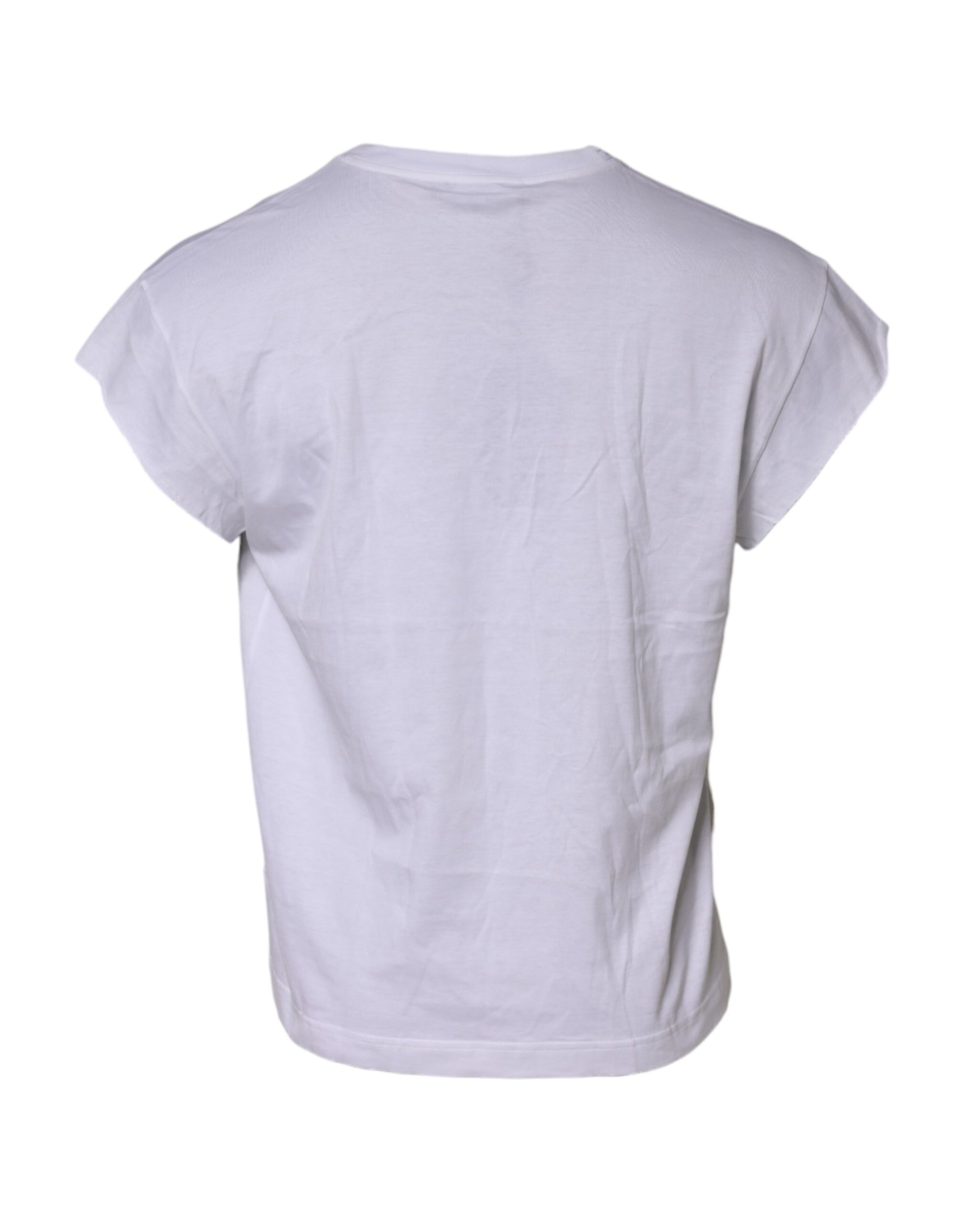 Dolce & Gabbana White Logo Embroidery Round Neck T-shirt