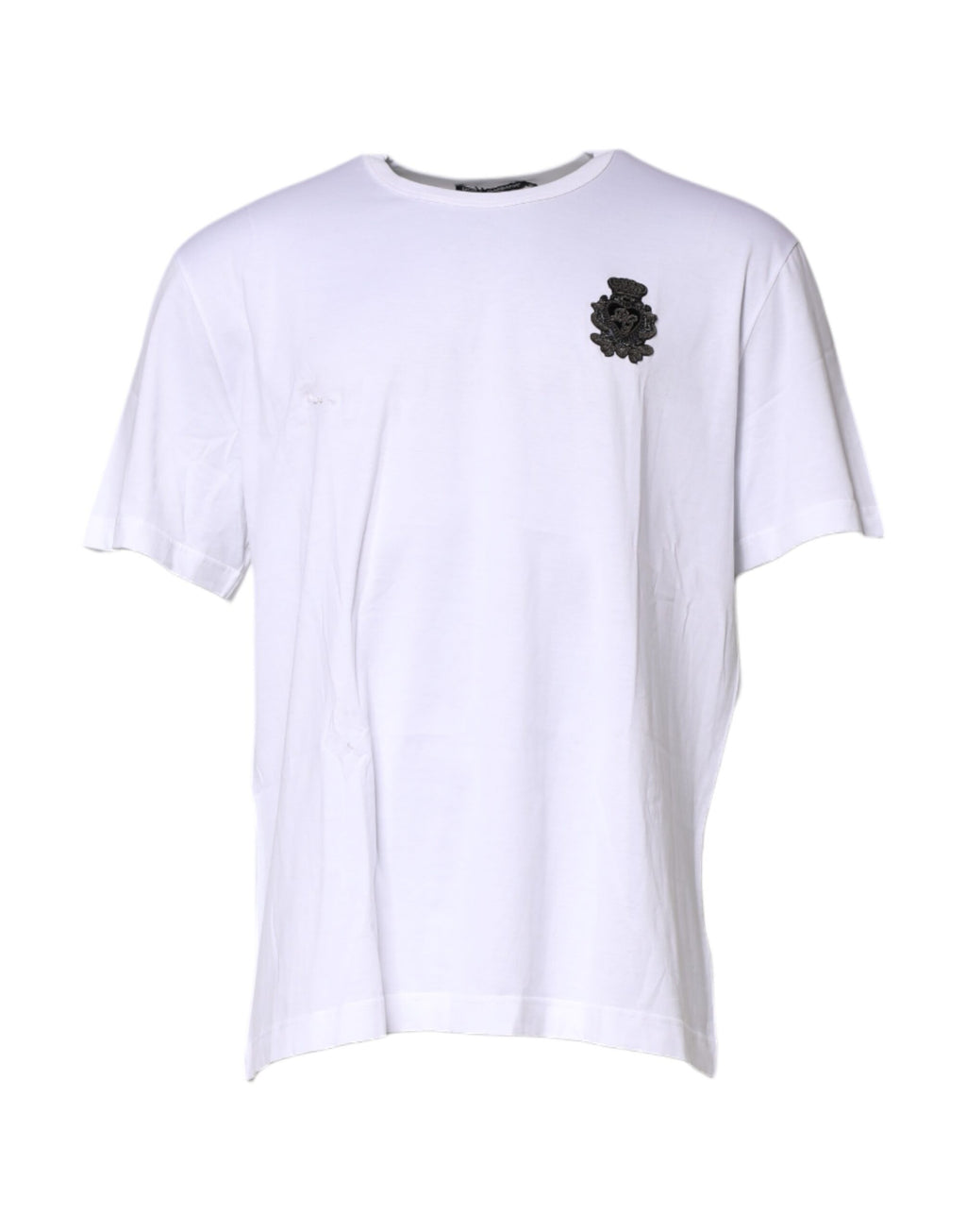 Dolce & Gabbana White Cotton DG Crown Embroidery T-shirt