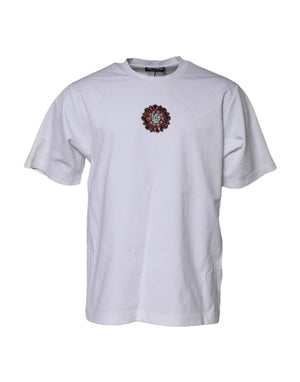 Weißes T-Shirt mit Logoverzierung und kurzen Ärmeln