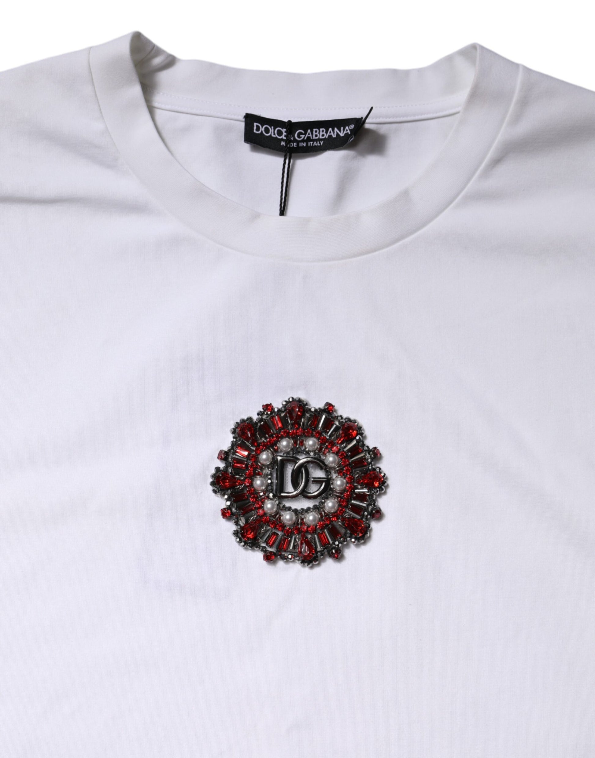 Weißes T-Shirt mit Logoverzierung und kurzen Ärmeln