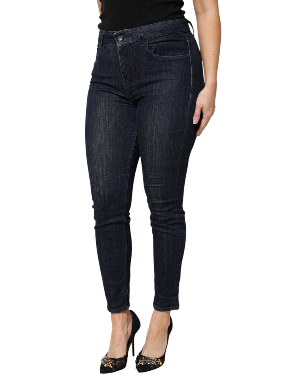 Dolce & Gabbana Dark Blue Cotton Skinny Cropped Denim Jeans