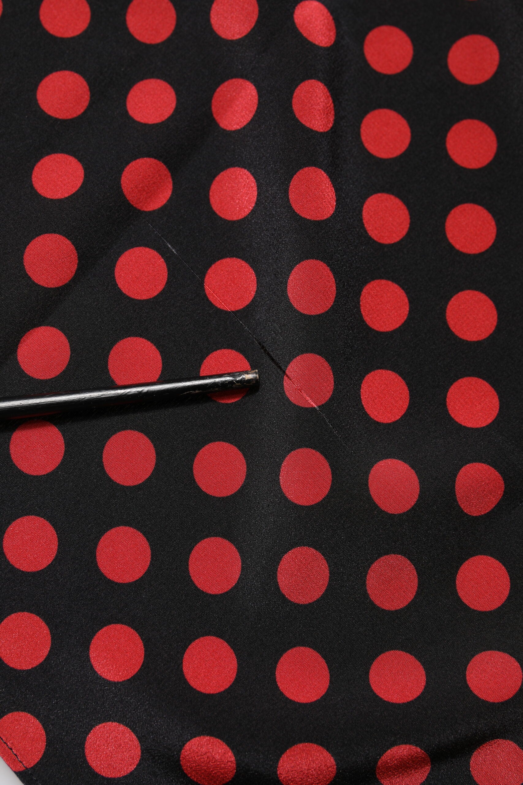 Dolce & Gabbana Black Red Polka Dot Silk Long Sleeves Top