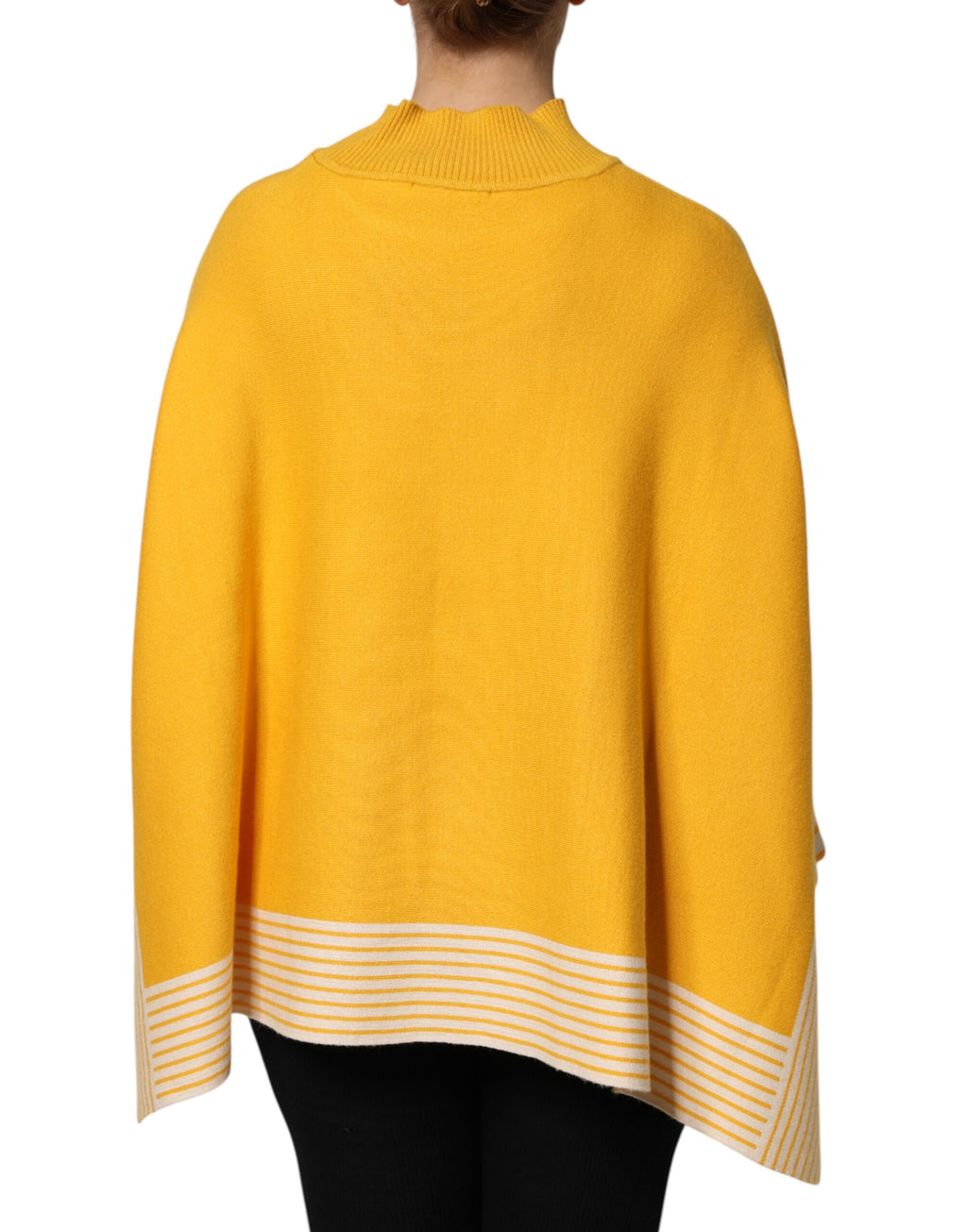 Gelb gestreifter Langarm-Pullover mit Mantel