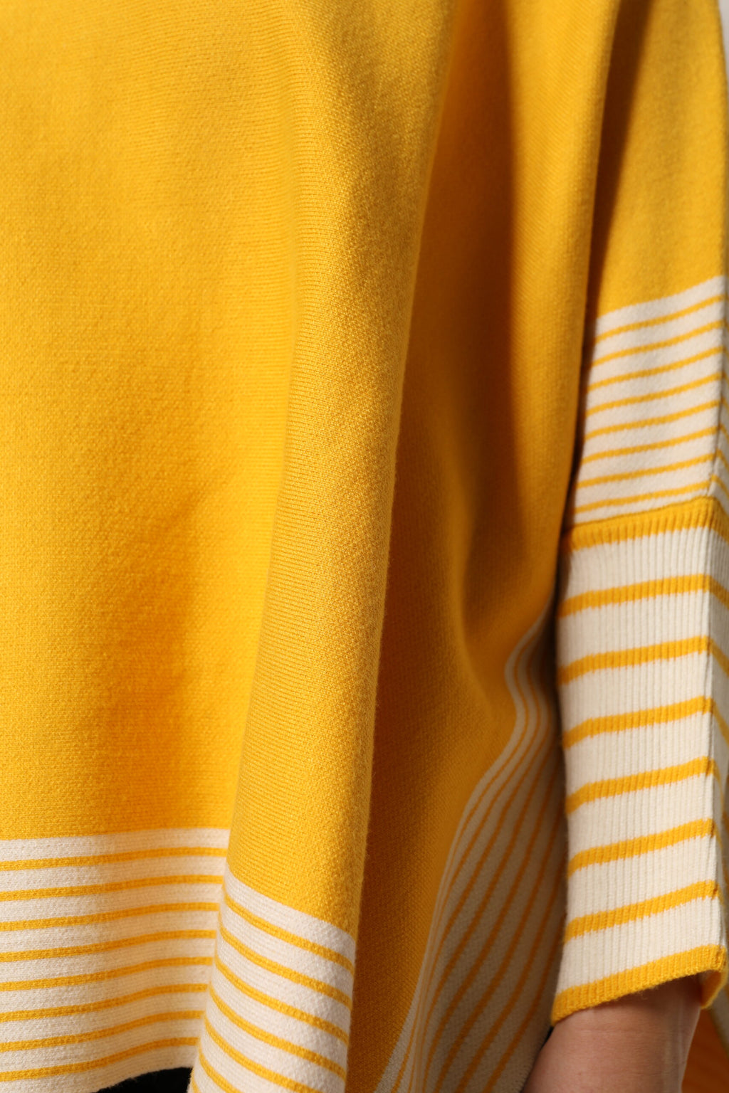Gelb gestreifter Langarm-Pullover mit Mantel