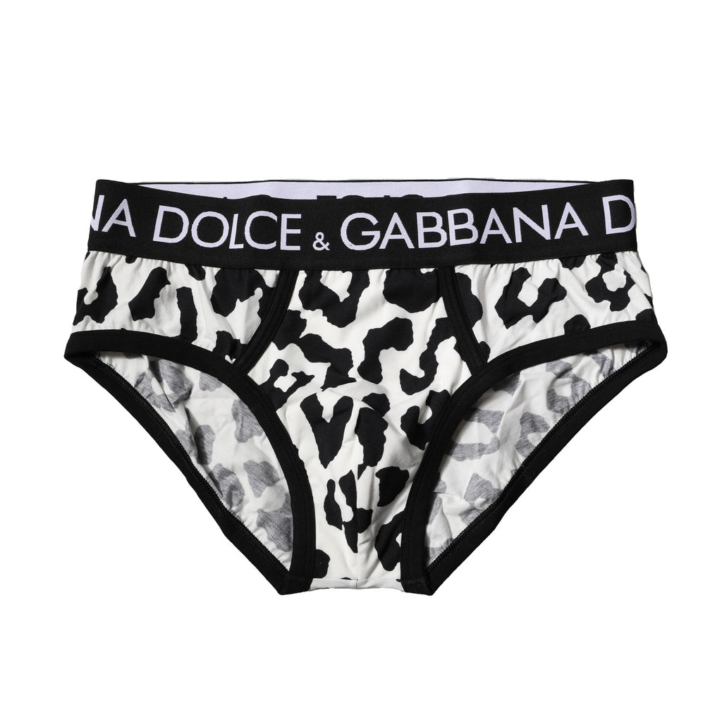 Schwarz-weiße Baumwoll-Leoparden-Herren-Slip-Unterwäsche