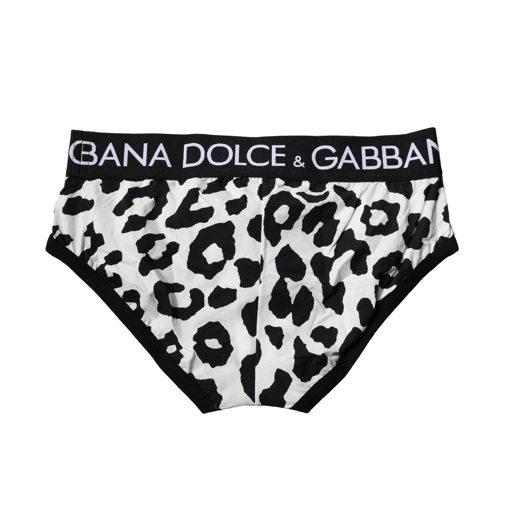 Schwarz-weiße Baumwoll-Leoparden-Herren-Slip-Unterwäsche
