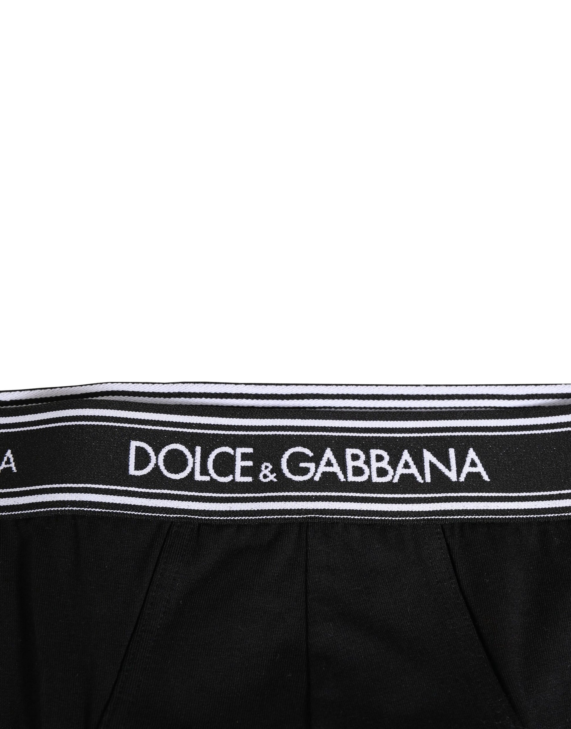 Dolce & Gabbana Black Cotton Stretch Logo Print Brief Underwear