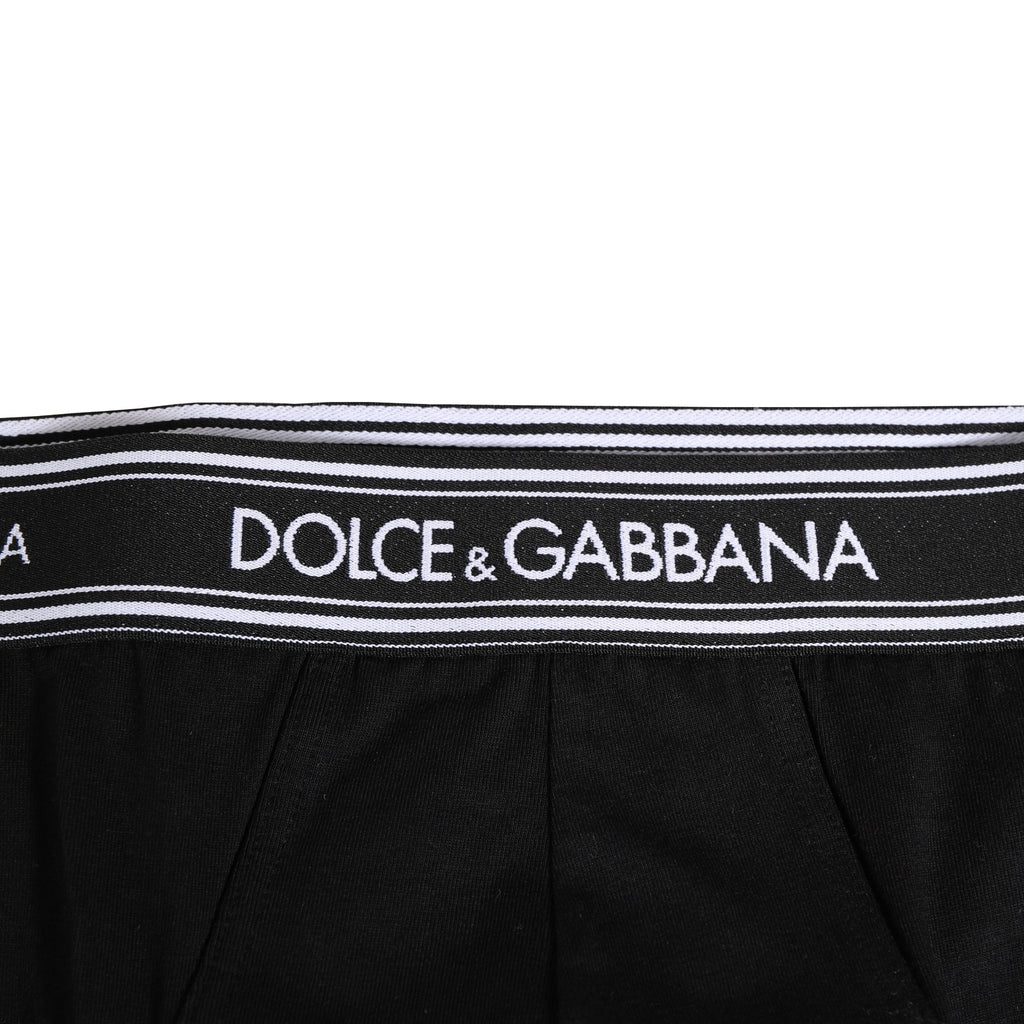 Schwarzer Slip aus Baumwollstretch mit Logo-Print