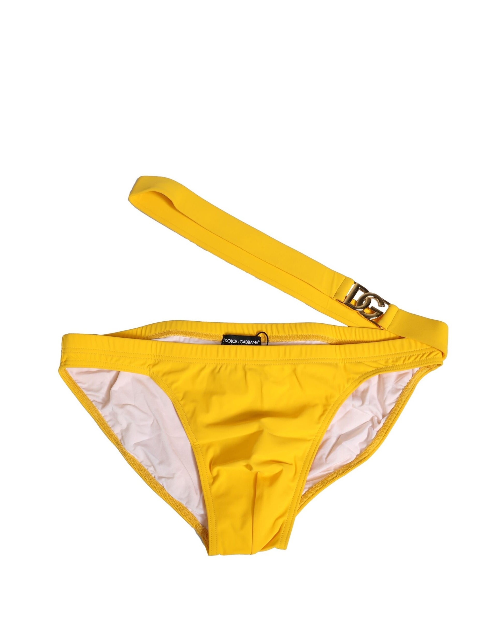 Gelber Bund mit Logo-Strandmode-Slip