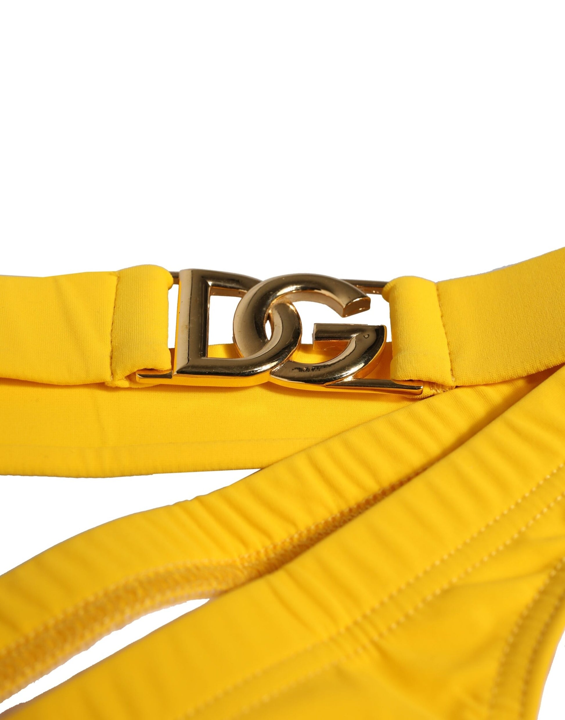 Gelber Bund mit Logo-Strandmode-Slip