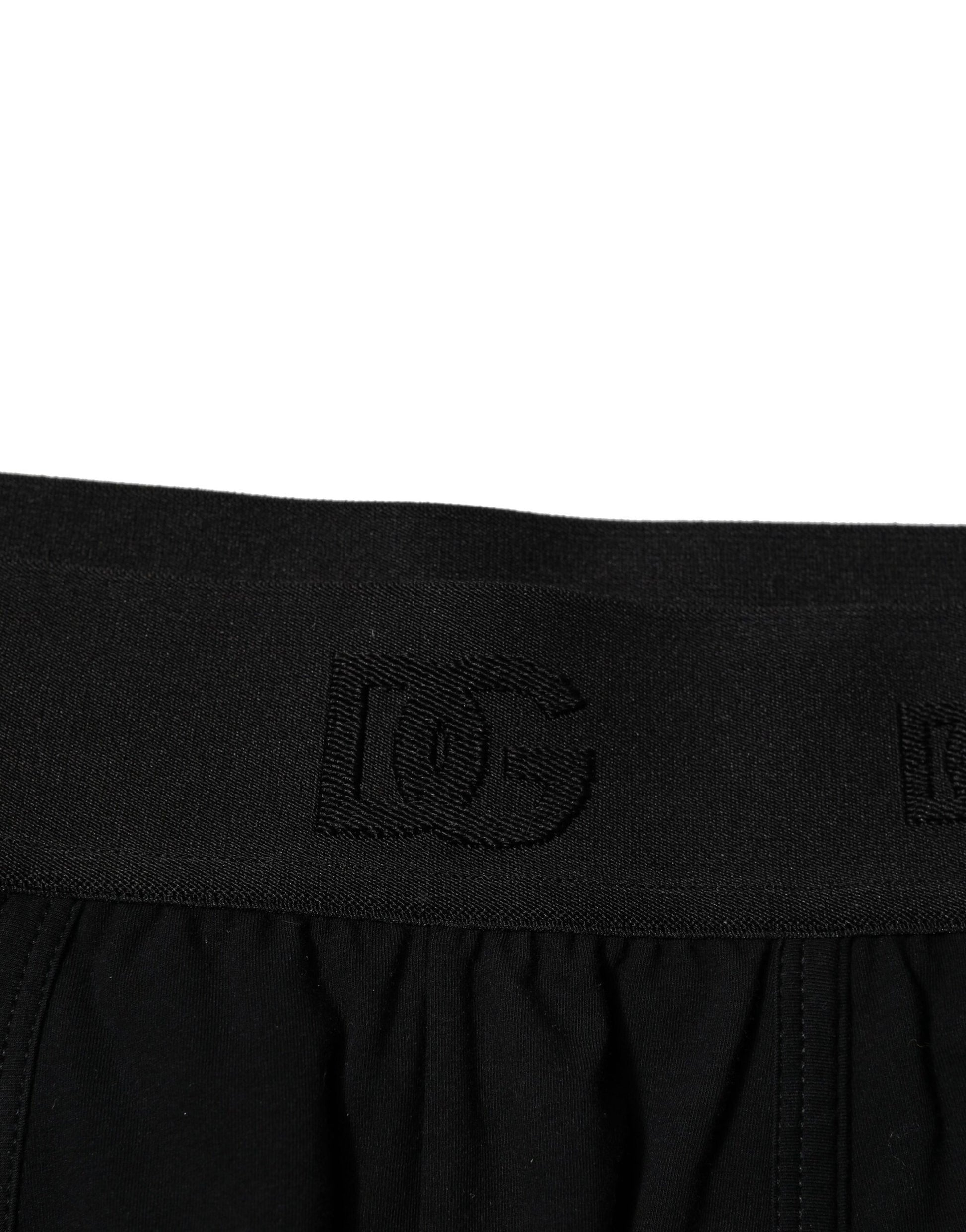 Dolce & Gabbana Black Cotton Stretch Regular Boxer Underwear