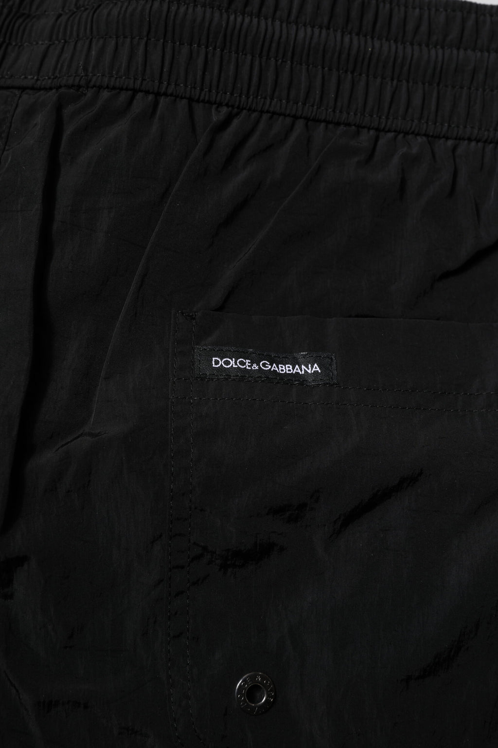 Black Polyester Beachwear Men Shorts Swimwear