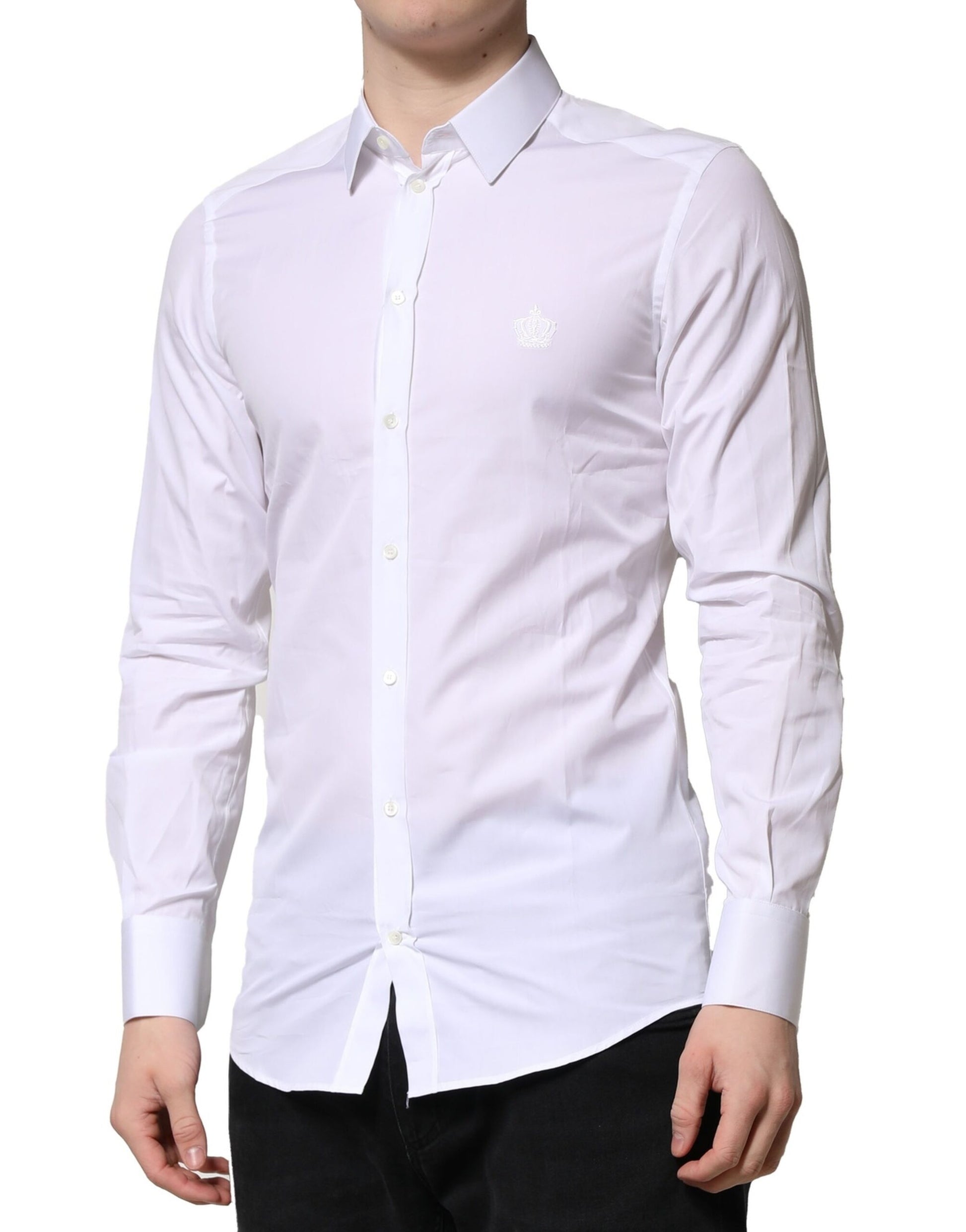 Weiß GOLD Langarm Herren Kleid Formelles Hemd