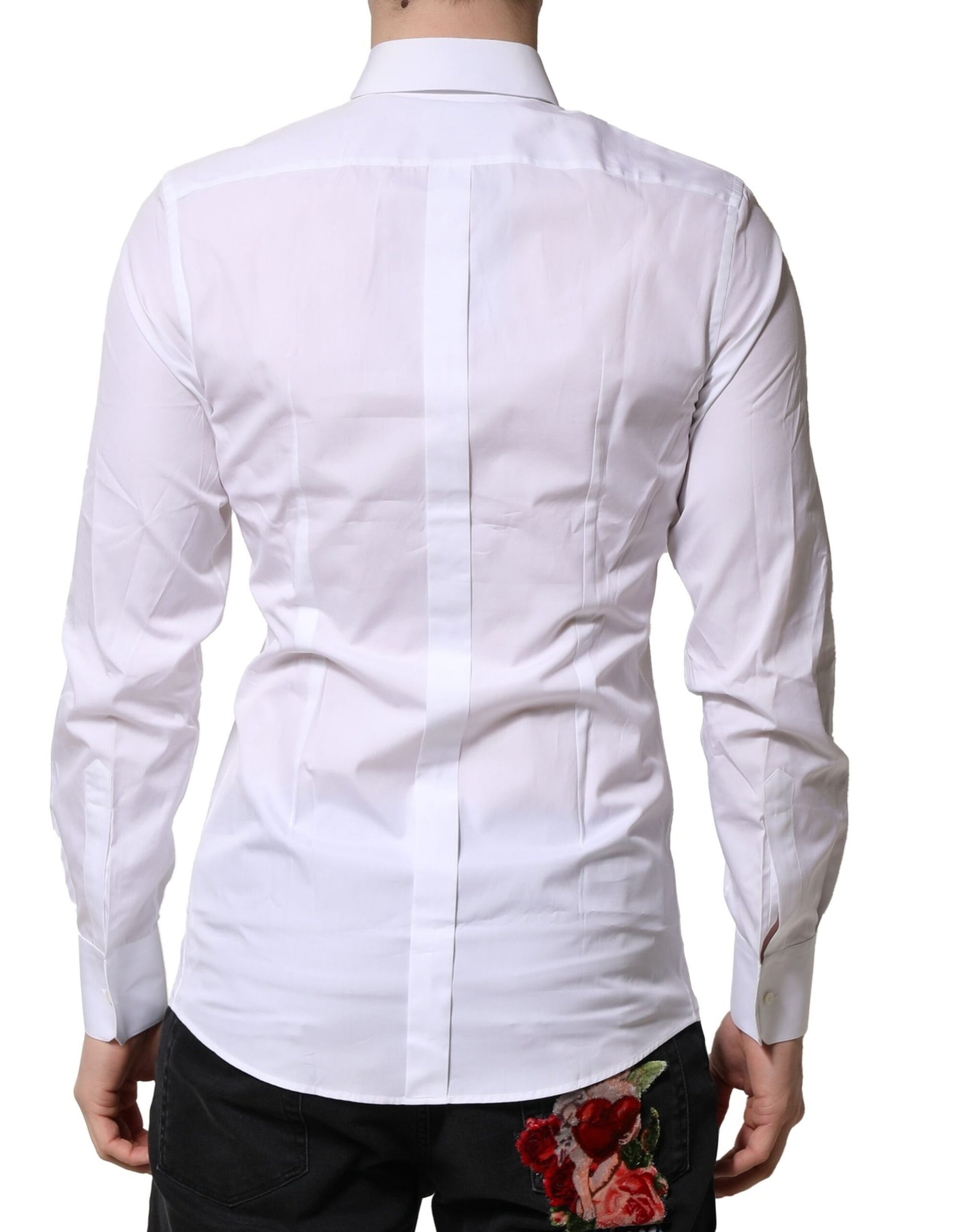 Weiß GOLD Langarm Herren Kleid Formelles Hemd