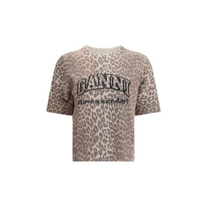 Kurzärmliger Pullover mit Leopardenmuster