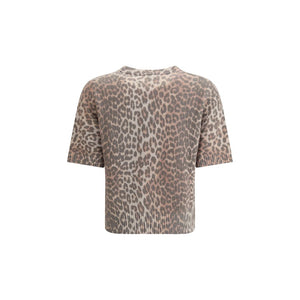 Kurzärmliger Pullover mit Leopardenmuster