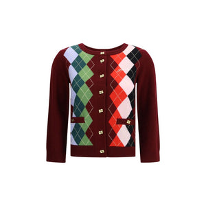 Karierte Strickjacke