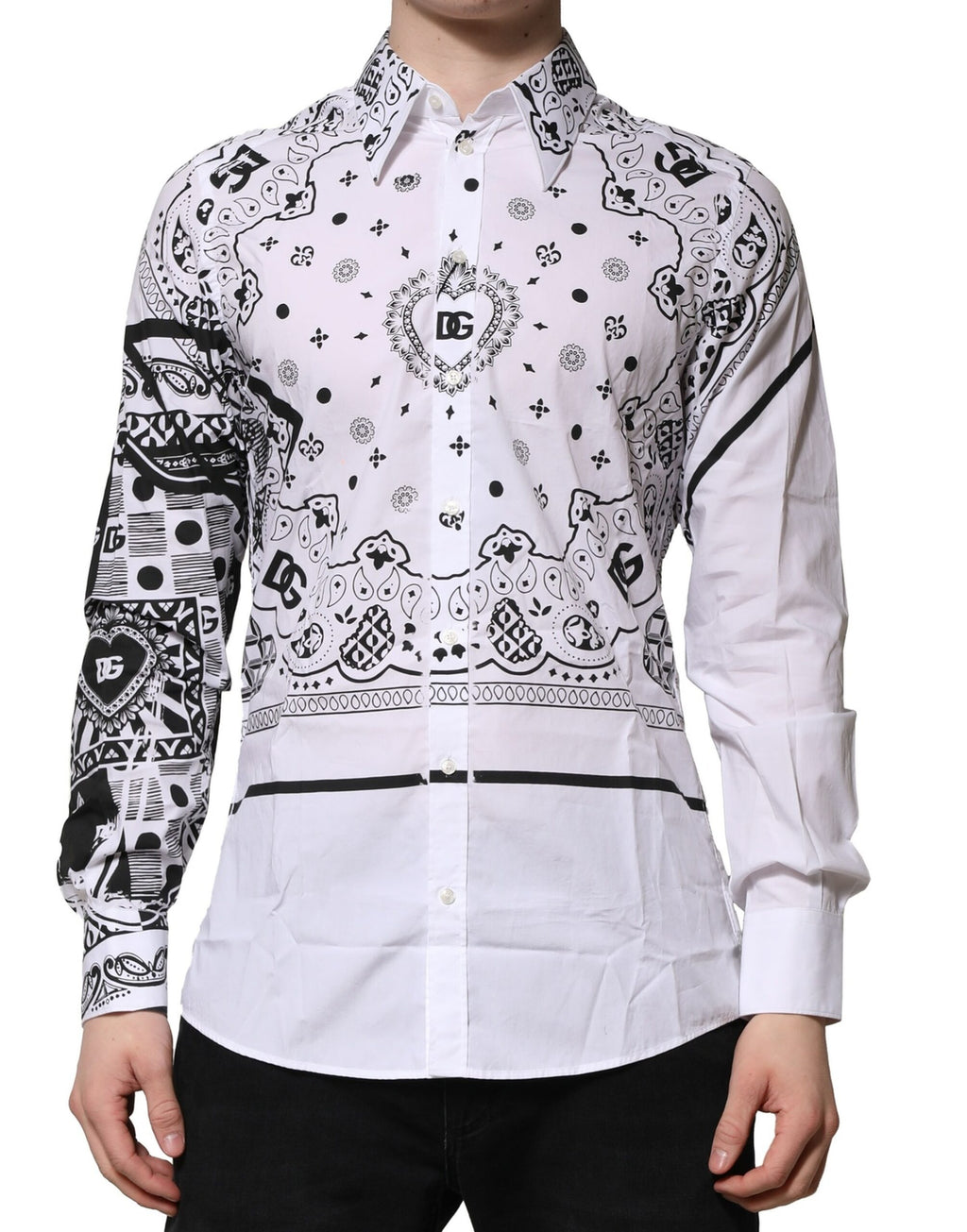 Weißes, formelles Hemd mit MARTINI-Bandana-Print