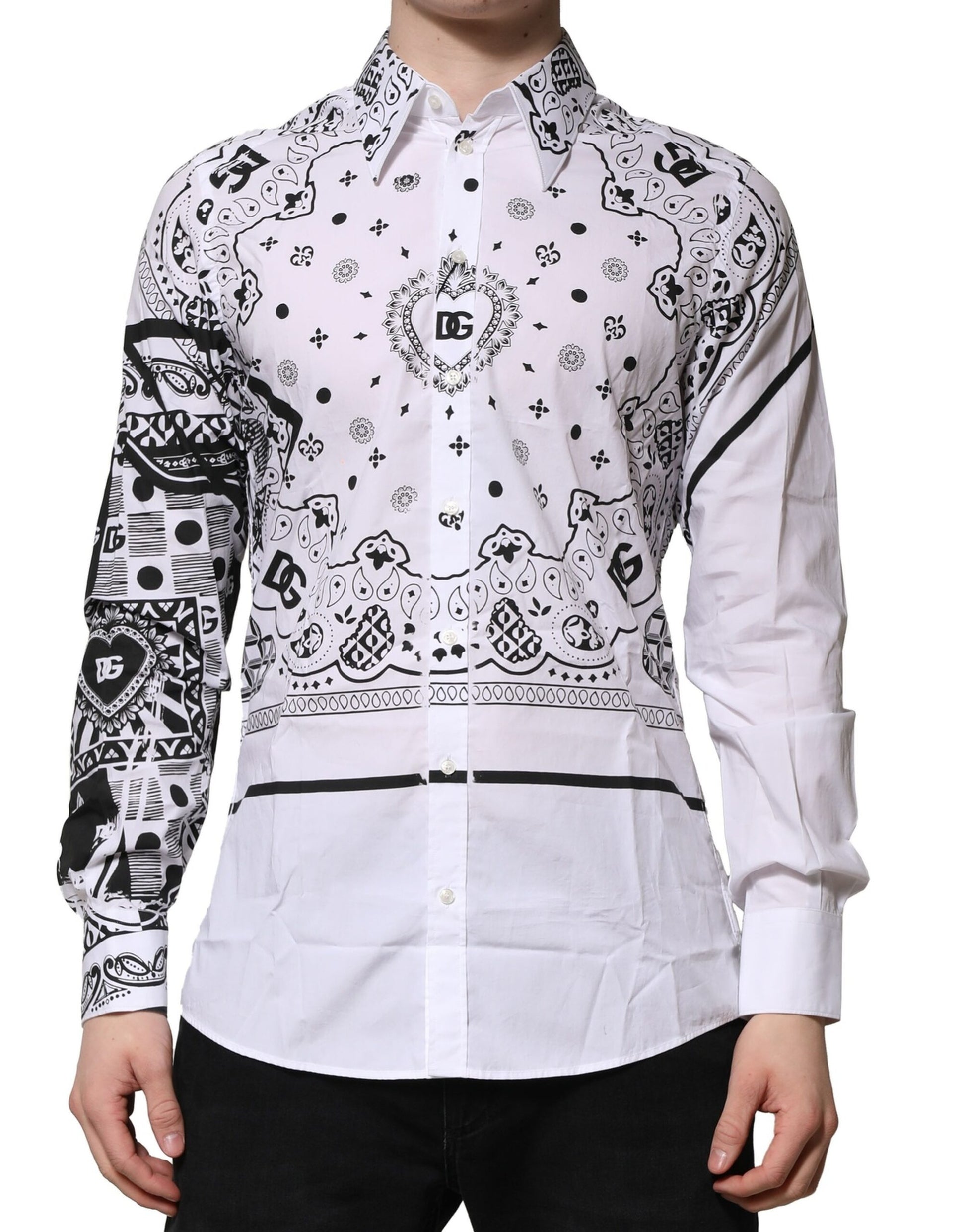 Weißes, formelles Hemd mit MARTINI-Bandana-Print