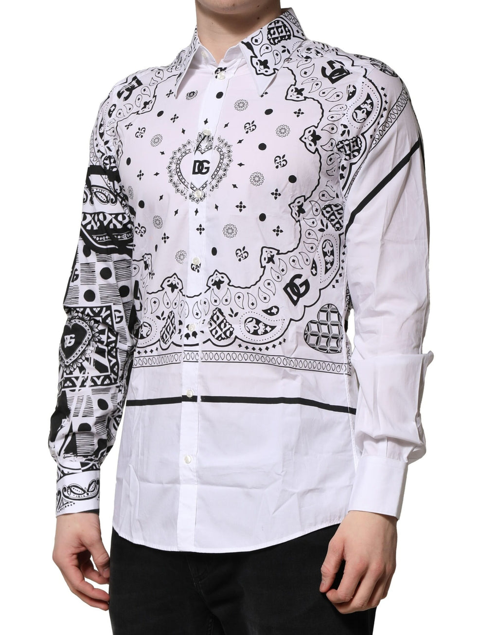 Weißes, formelles Hemd mit MARTINI-Bandana-Print