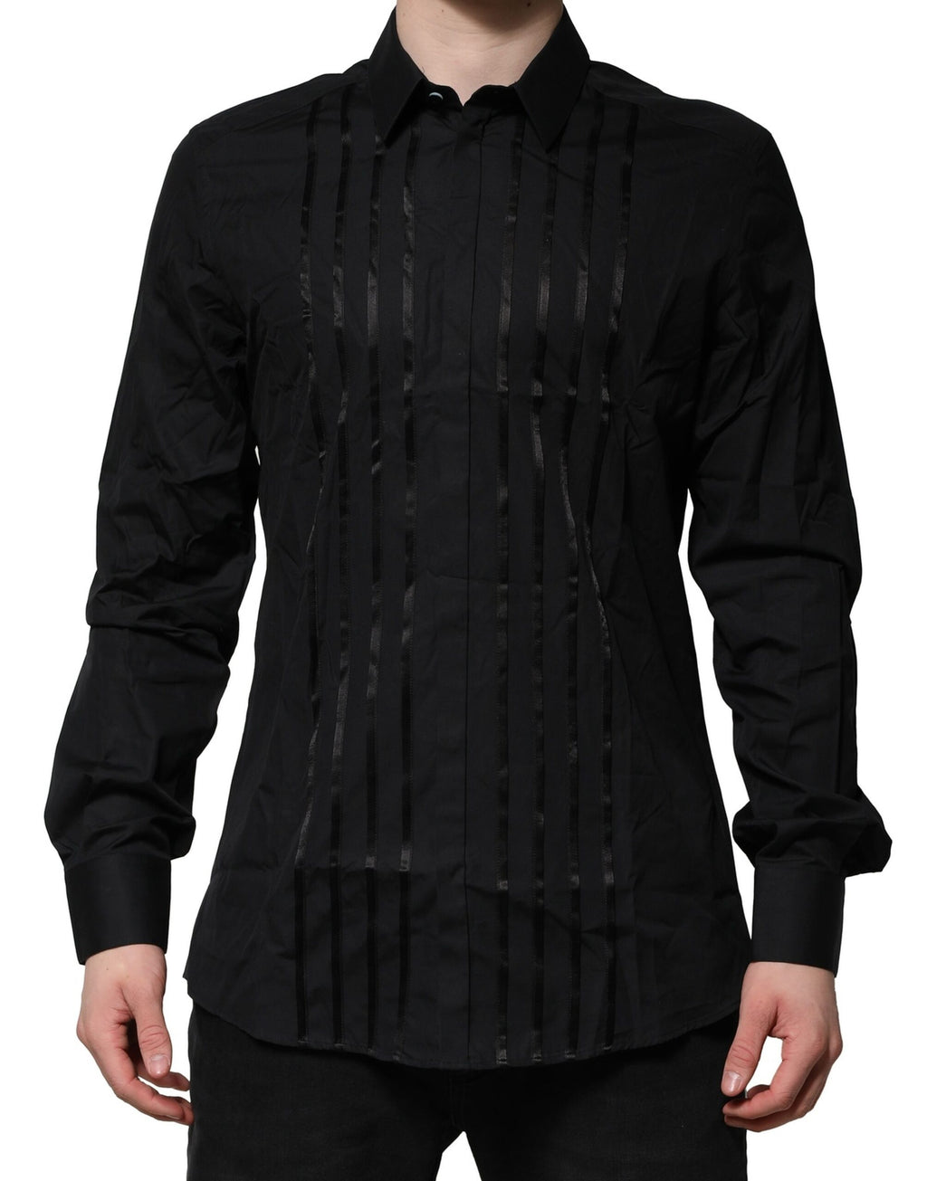 Dolce & Gabbana Black Cotton GOLD Mens Dress Formal Shirt