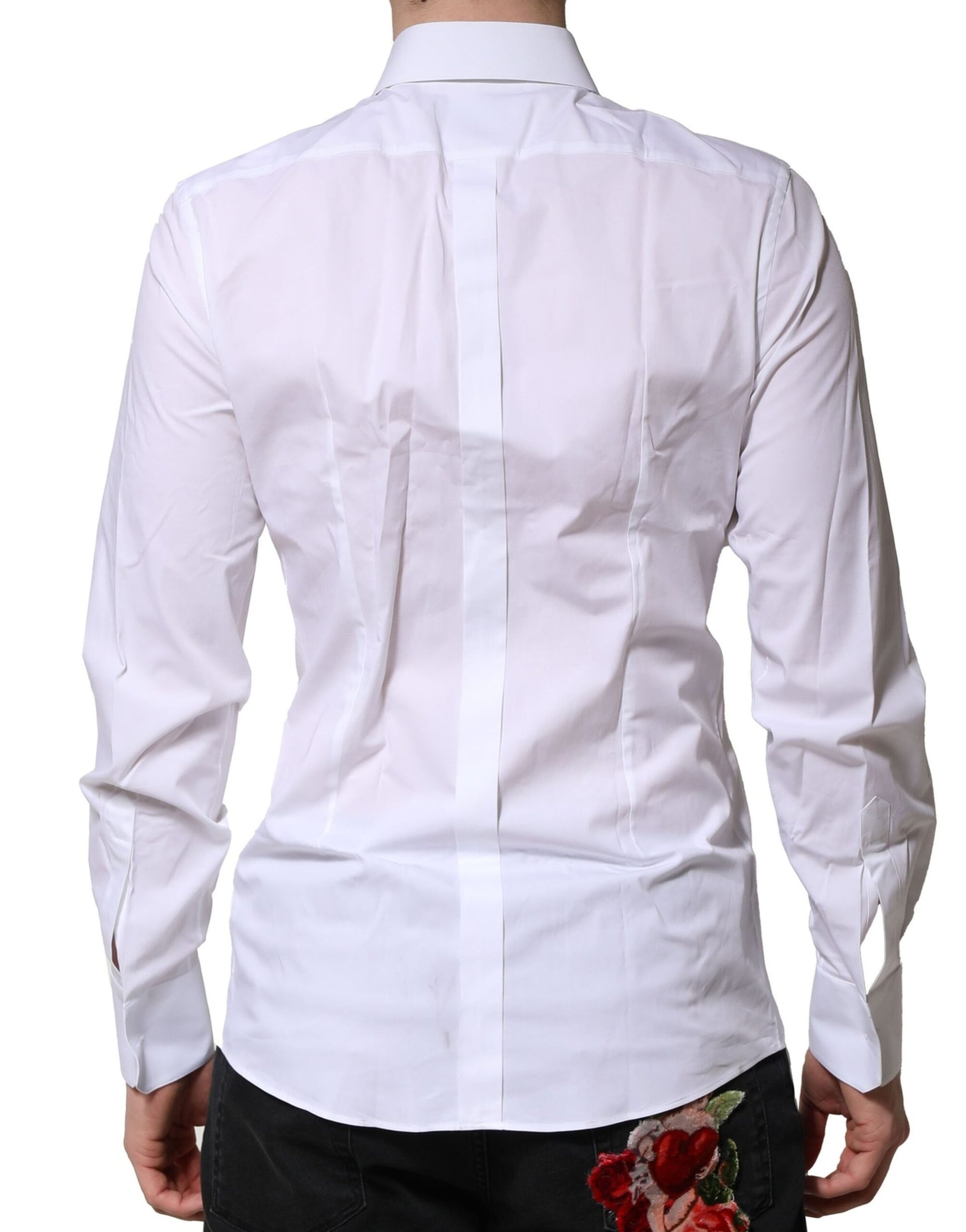 Dolce & Gabbana White Cotton GOLD Long Sleeves Formal Shirt