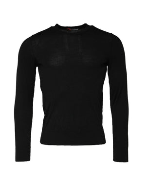 Schwarzer Pullover mit Rundhalsausschnitt und langen Ärmeln