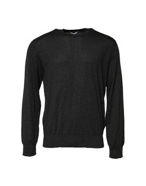Grauer Pullover mit Rundhalsausschnitt und langen Ärmeln