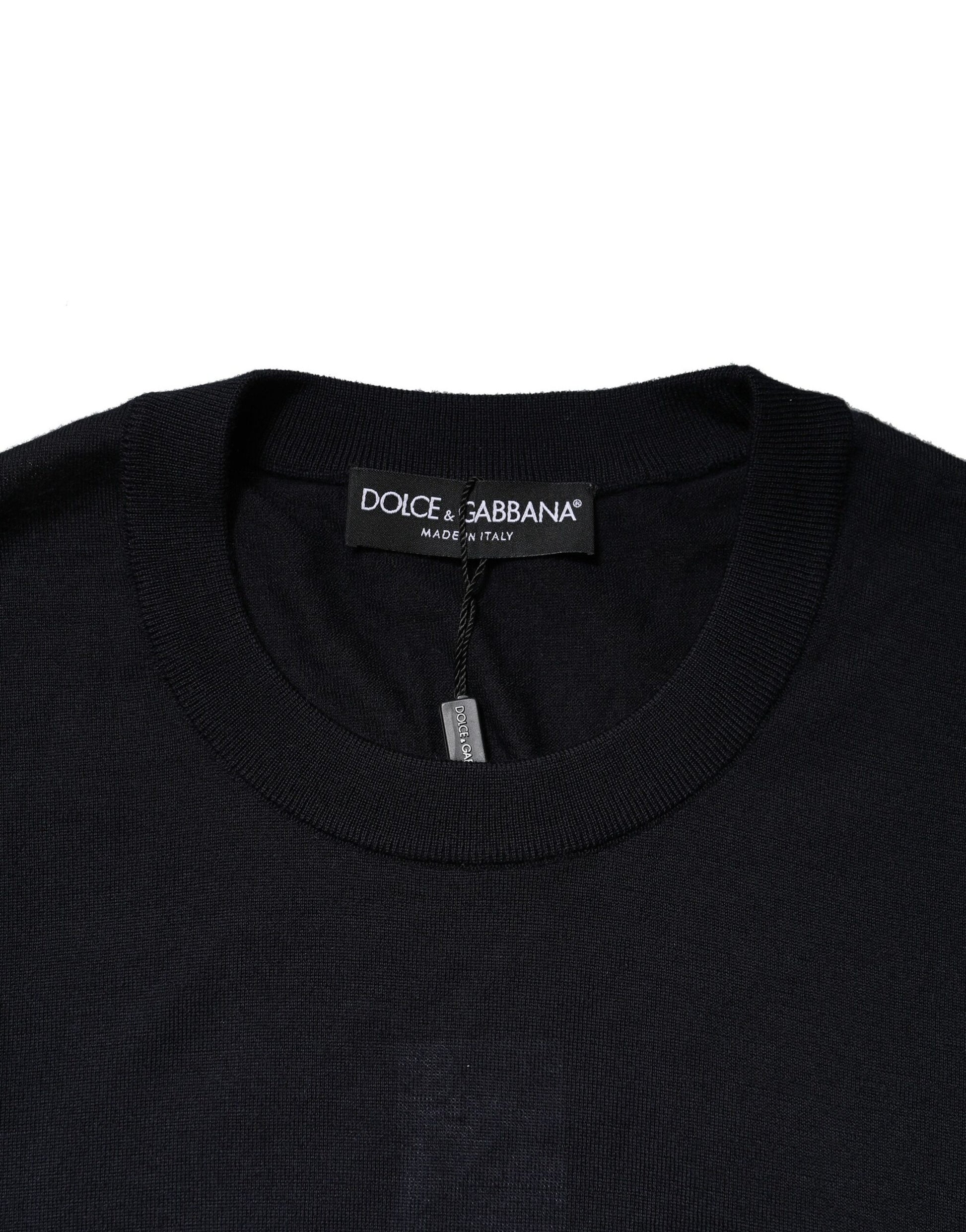 Schwarzer Kaschmir-Sweatshirtpullover mit Rundhalsausschnitt