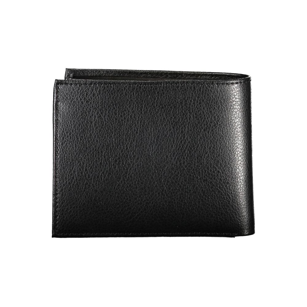 Schicke schwarze Lederbrieftasche mit zwei Fächern