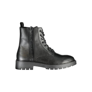 Elegante schwarze Stiefeletten mit Schnürsenkeln und Reißverschlussdetail