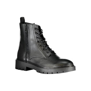 Elegante schwarze Stiefeletten mit Schnürsenkeln und Reißverschlussdetail