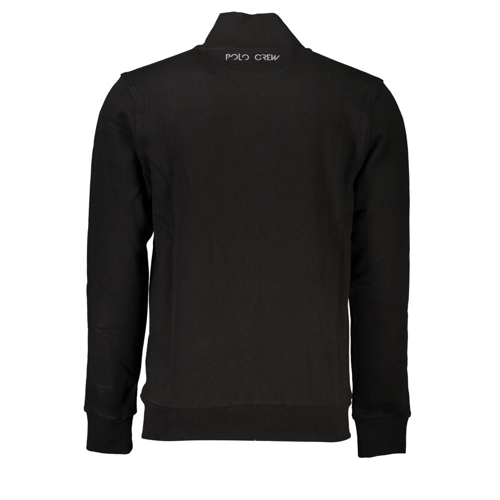 Eleganter schwarzer Baumwollpullover mit Reißverschluss