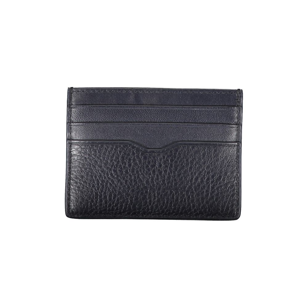 Elegantes Kartenetui aus blauem Leder mit Kontrastdetails