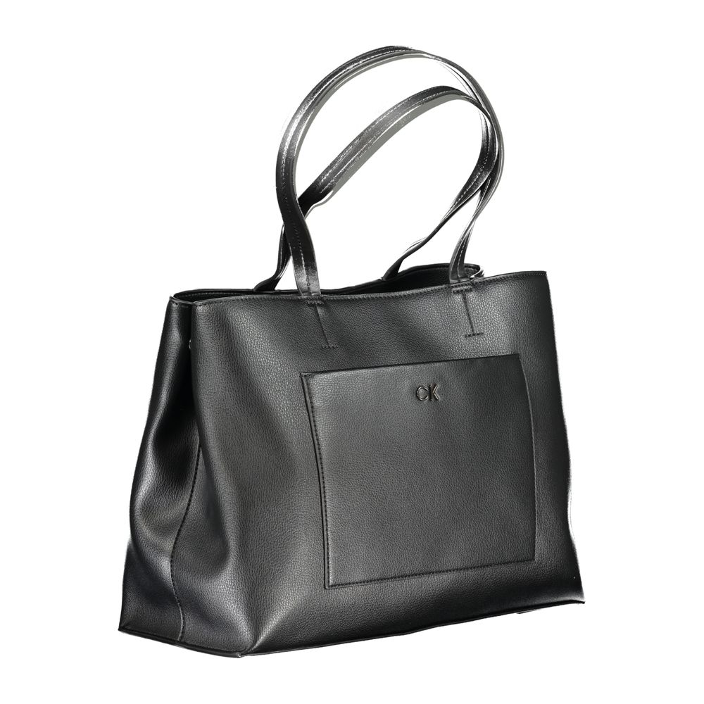 Schwarze Polyester-Handtasche