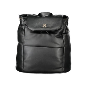 Black Polyester Women Backpack