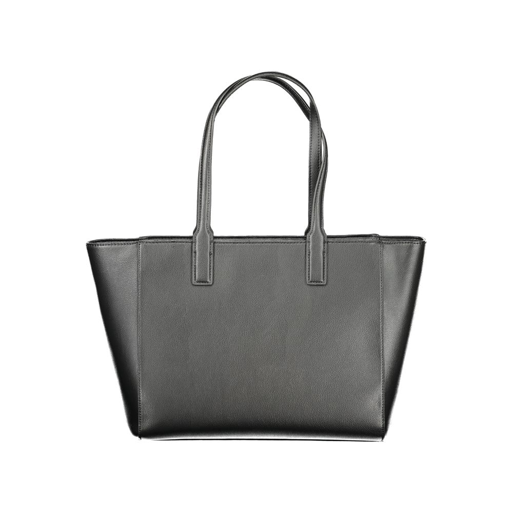 Schwarze Damenhandtasche aus recyceltem Polyester
