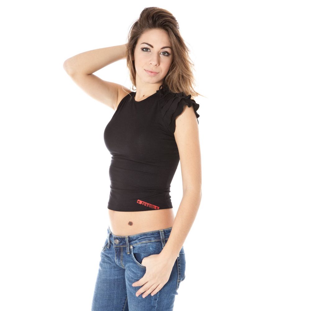 Schwarzes Lycra-T-Shirt für Damen