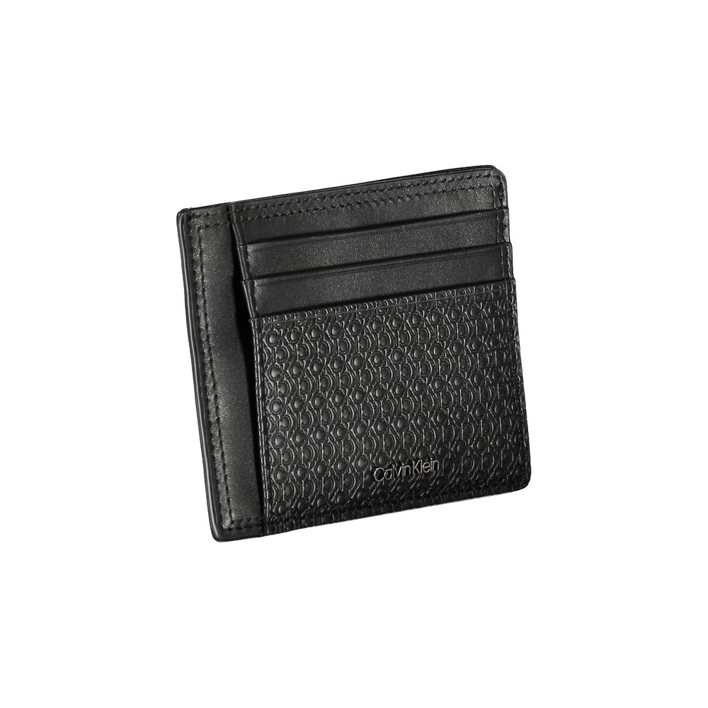 Elegantes schwarzes Leder-Münzportemonnaie mit Kartenhalter