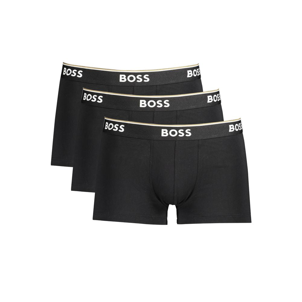 Schwarzes Herren-Boxershorts-Set aus Baumwolle