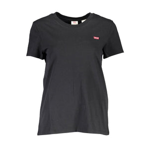 Schwarzes Damen-T-Shirt aus Baumwolle