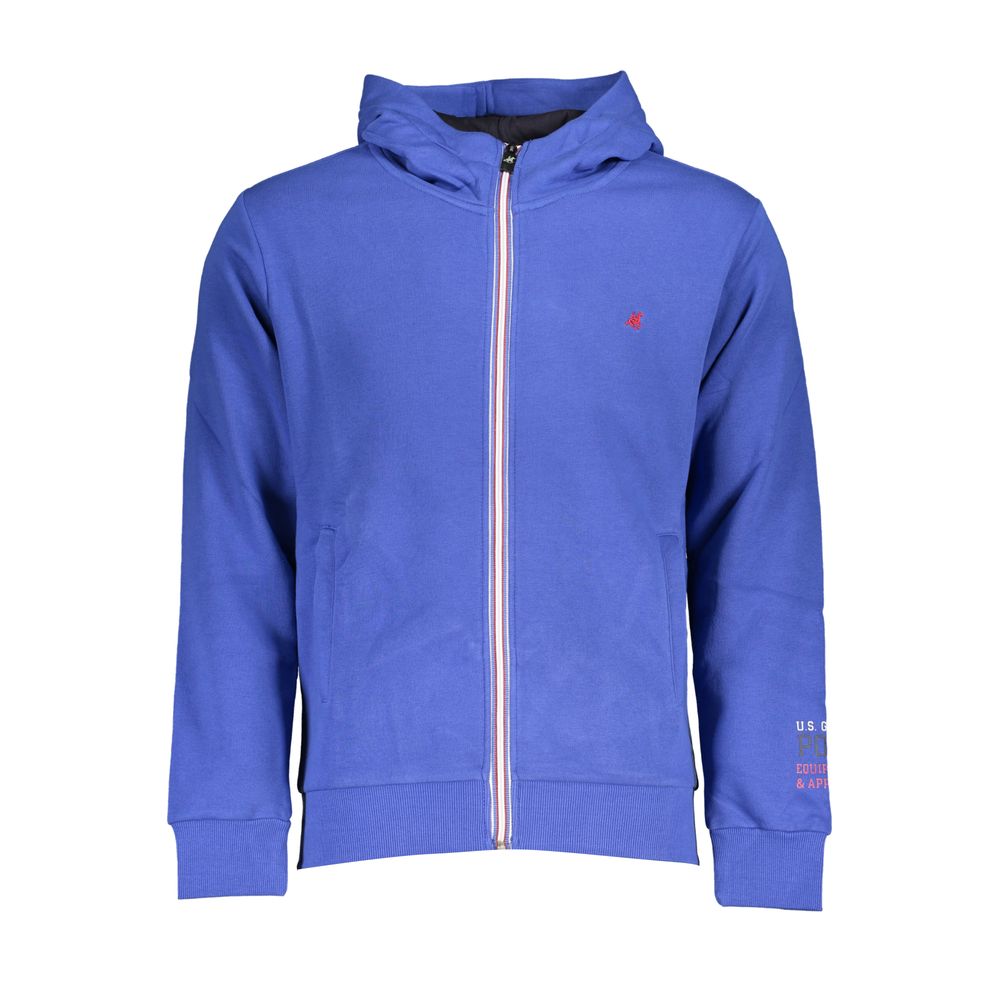 Schickes blaues Kapuzen-Fleece-Sweatshirt mit Stickerei