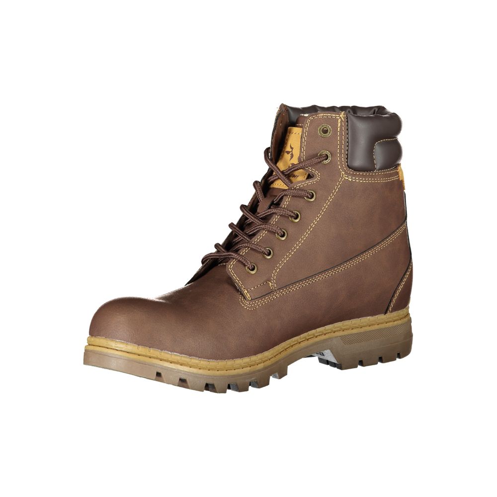 Elegante braune Schnürstiefel mit Kontrastdetail