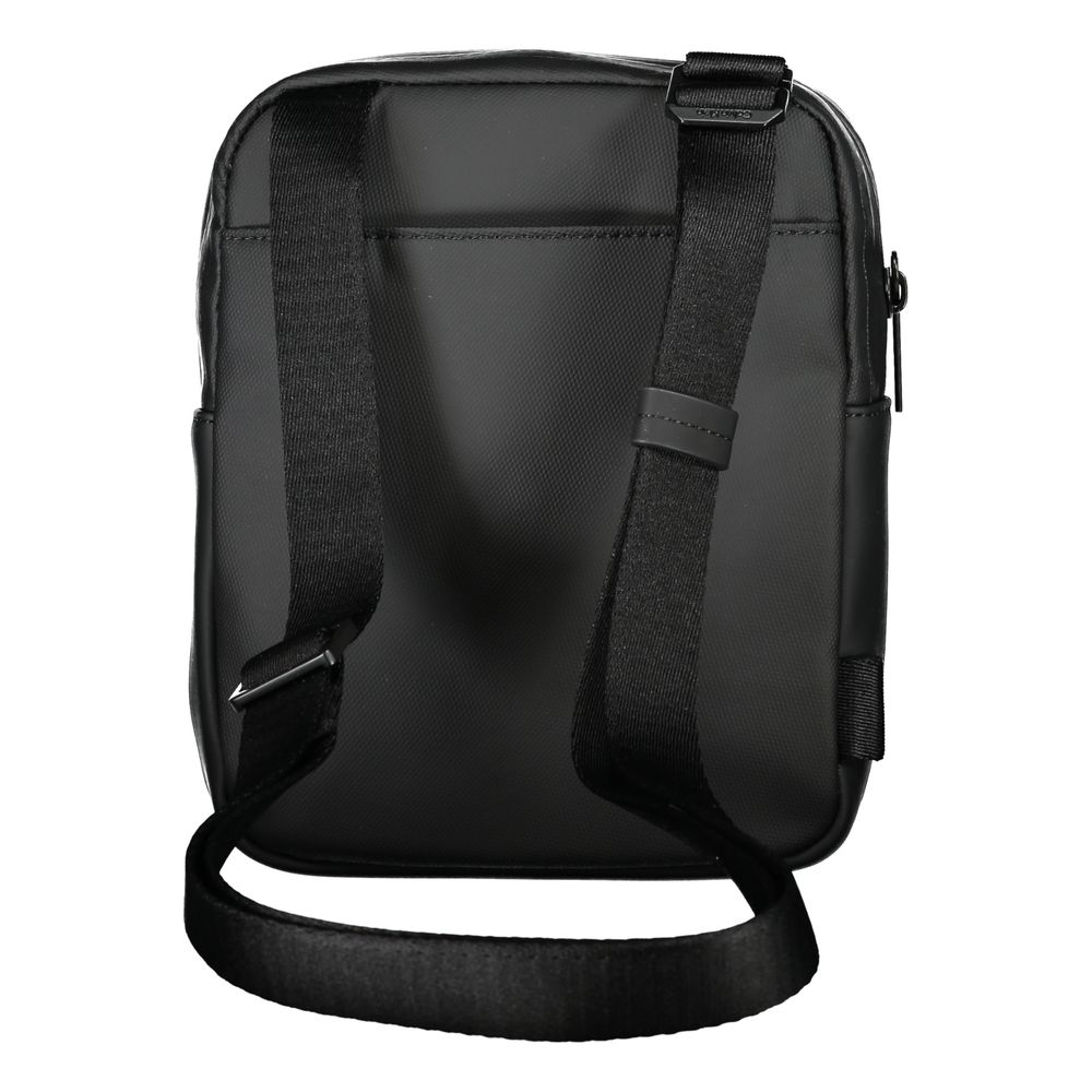 Elegante schwarze Umhängetasche aus recyceltem Polyester