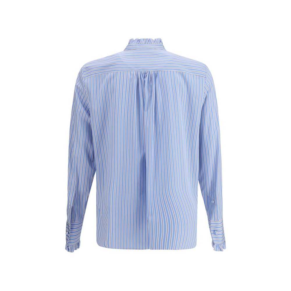 Gestreiftes Plastron- und Rüschenhemd