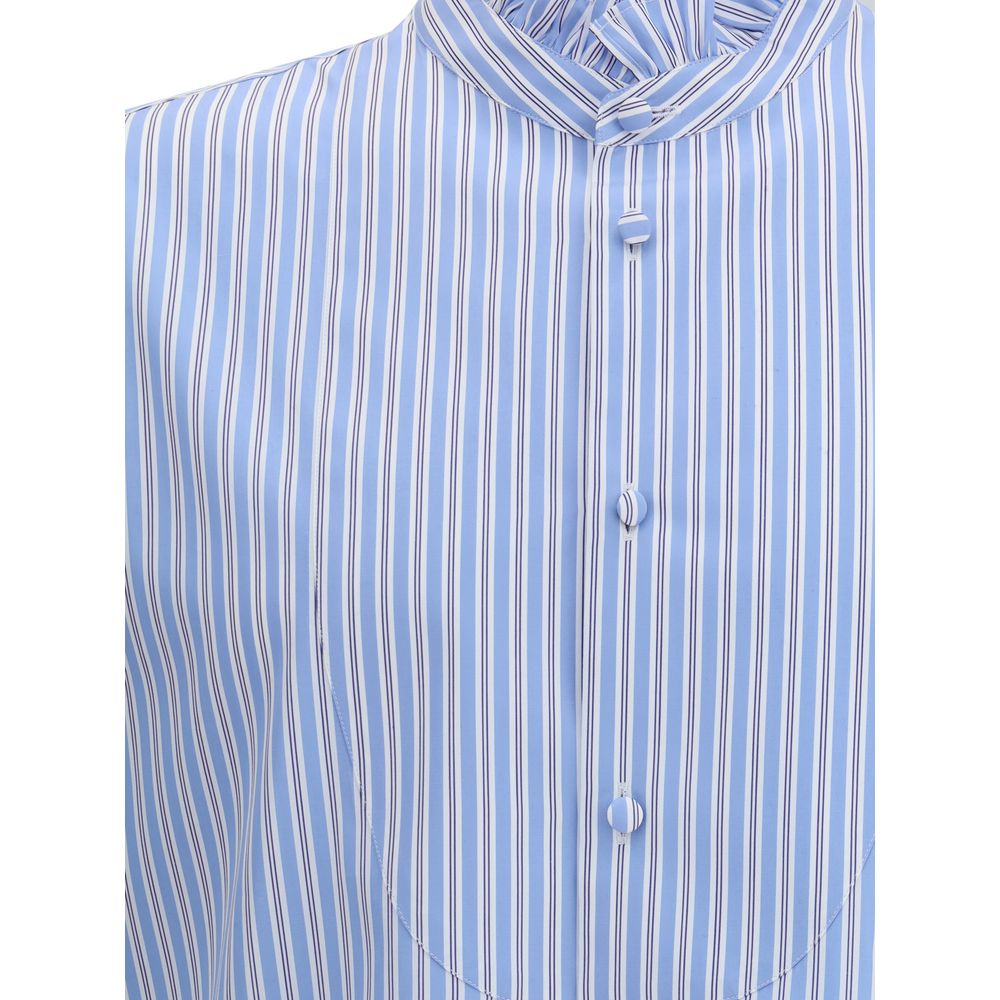 Gestreiftes Plastron- und Rüschenhemd